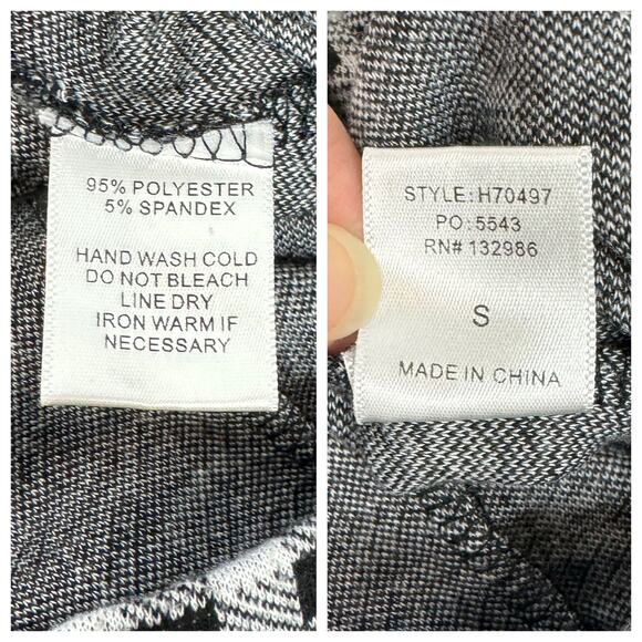 Mittoshop Womens Gingham Check Stretch Flare Pants High Waist Black White Small - Picture 6 of 6